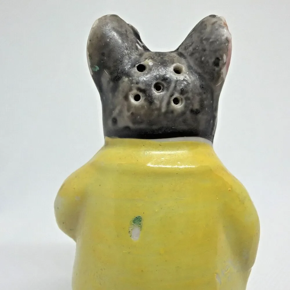Vintage Made In Occupied Japan Mouse Pepper Shaker Only Ceramic Yellow Raincoat